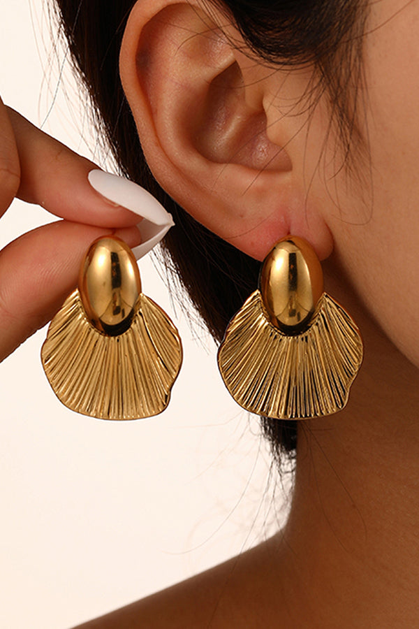 Fashion Stainless Steel Gold-plated Ginkgo Leaf Earrings