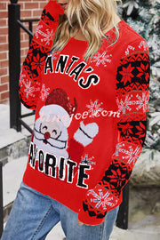 Christmas Print Crew Neck Long Sleeve Sweater