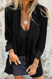 Fashionable Lapel Casual Loose Long Sleeve Denim Jacket