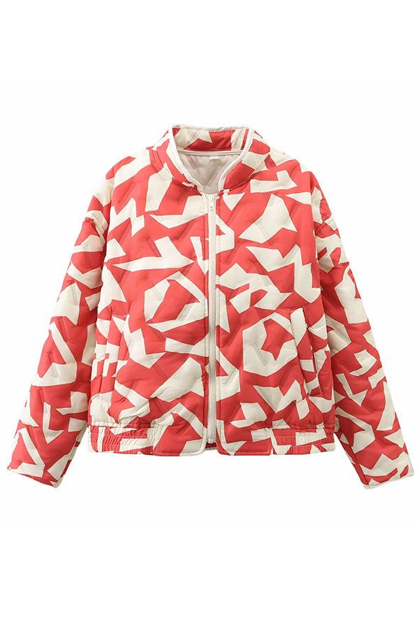 Chrissa Unique Printed Casual Long Sleeve Pocket Cotton Jacket