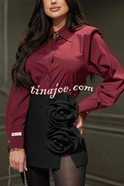 Attention Here Rose Embellished Mid-waist Slit Mini Skort