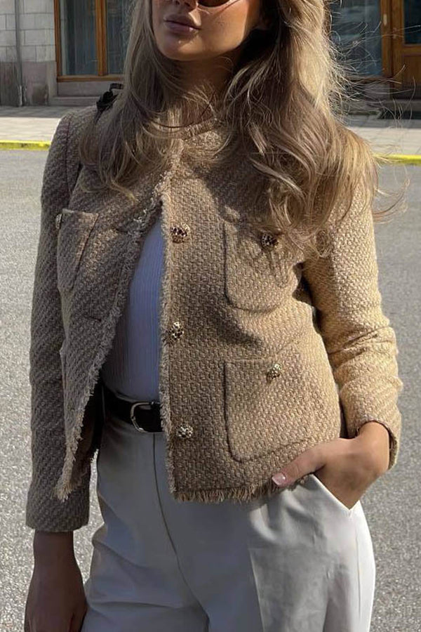 Joy To The World Tweed Metal Button Pocket Jacket