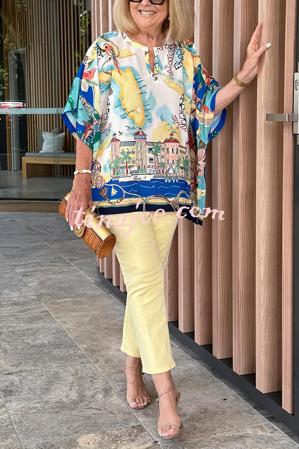 Unique Printed Casual Half Sleeve Loose Top