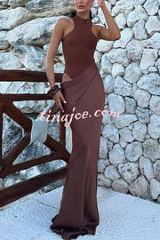 Sexy Sleeveless Slim Waist Hollow Out Maxi Dress