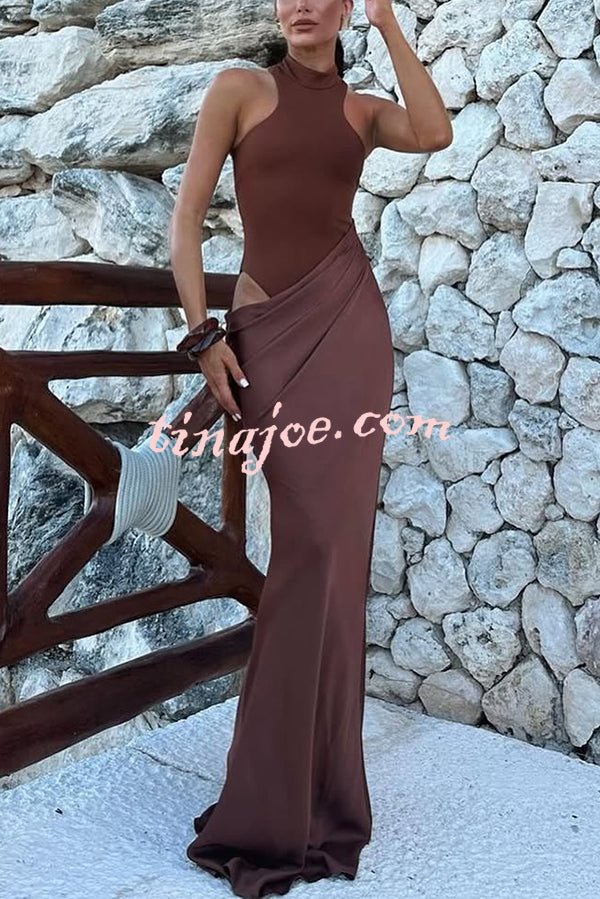 Sexy Sleeveless Slim Waist Hollow Out Maxi Dress