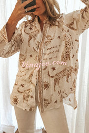 Jungle Leopard Print Loose Long Sleeve Casual Shirt