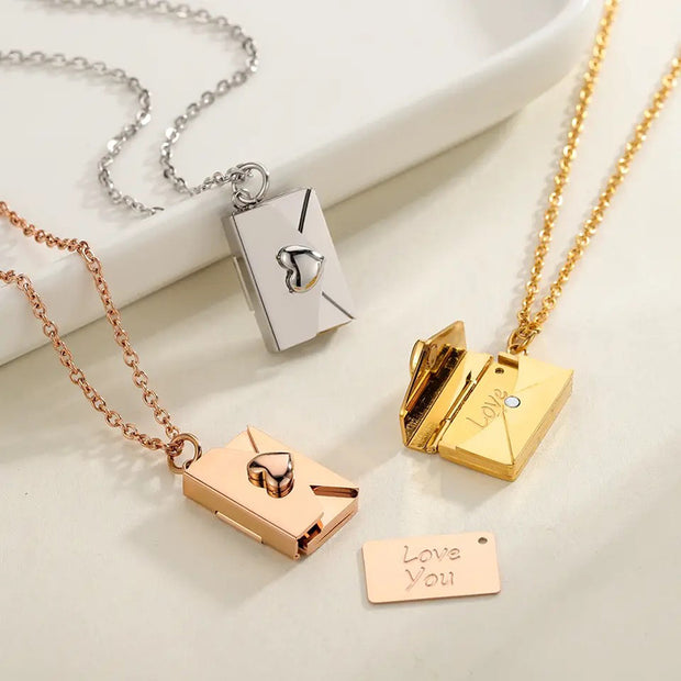 Fashionable Opening and Book Letter Heart Couple Necklace