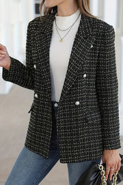 Fashionable Plaid Casual Double-breasted Blazer