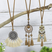 Bohemian Style Tassel Flower Pendant Ethnic Style Retro Necklace