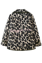 Leopard Print Loose Lapel Pocket Jacket