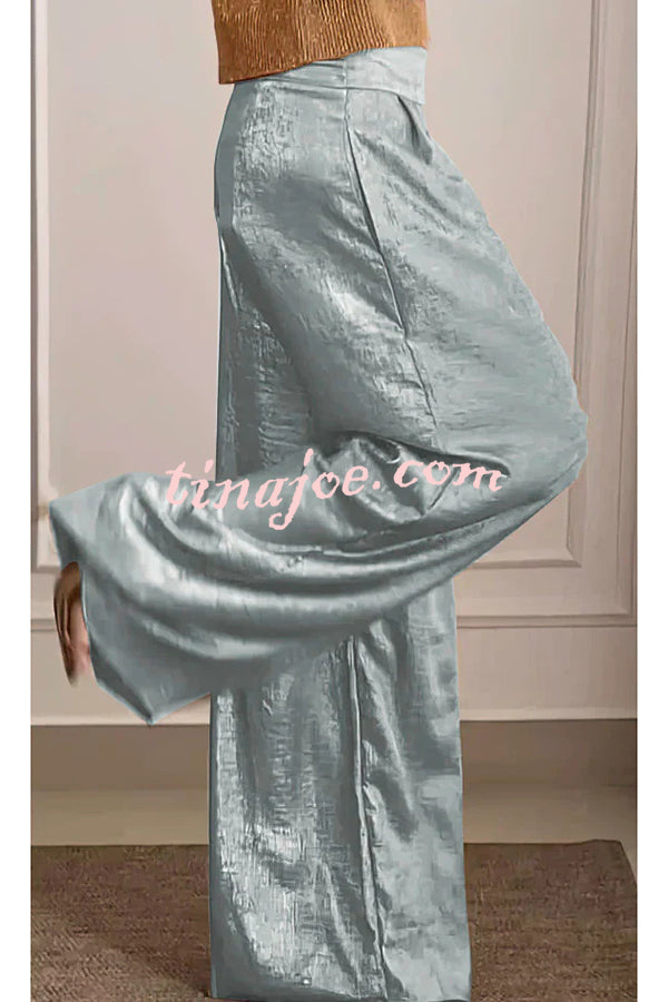 Fashionable Hot Stamping High Waist Casual Wide Leg Pants