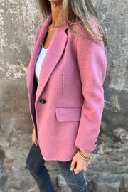 Daytime Perfection Faux Wool Lapel Button Relaxed Blazer