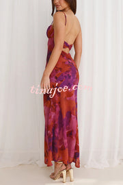 Fashion Tie-dye Backless Suspender Holiday Maxi Dress