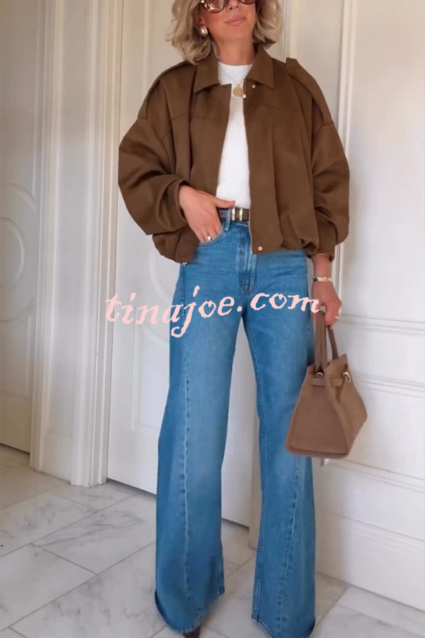 Fashion Lapel Long-sleeved Casual Bomber Jacket