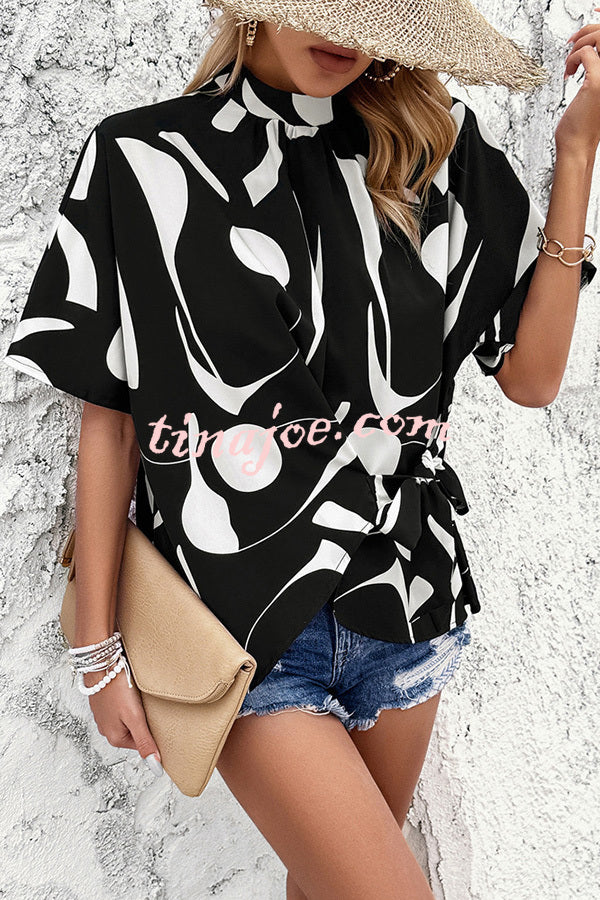 Exaggerated Unique Printed Patchwork Short Sleeved Shirt