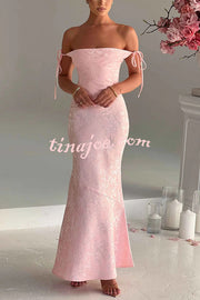 Jacquard Fabric Elegant Suspender Tie Slim Fishtail Maxi Dress
