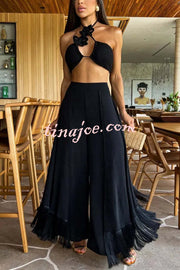 Leona High Rise  Layered Tassle Trim Wide Leg Pants