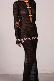 Sexy Backless Long-sleeved Knitted Slim-fit Maxi Dress