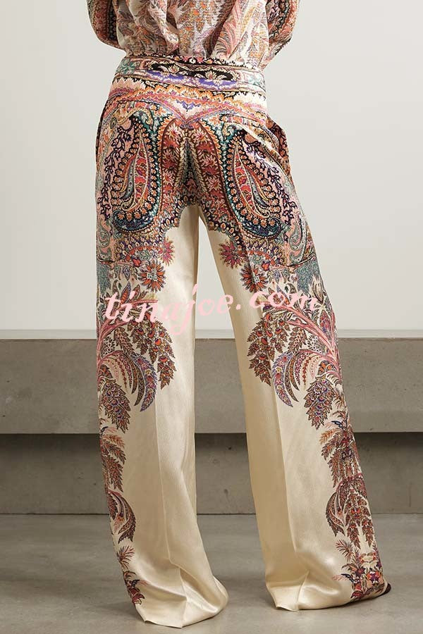 Feeling Dreamy Paisley Print High Rise Pocket Wide Leg Pants