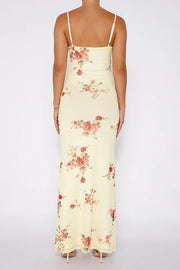 Reveling in The Unknown Floral Print Slip Stretch Maxi Dress