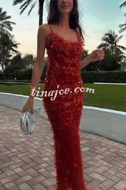 Fashionable Sequined Sexy Open Back Slim Maxi Dress