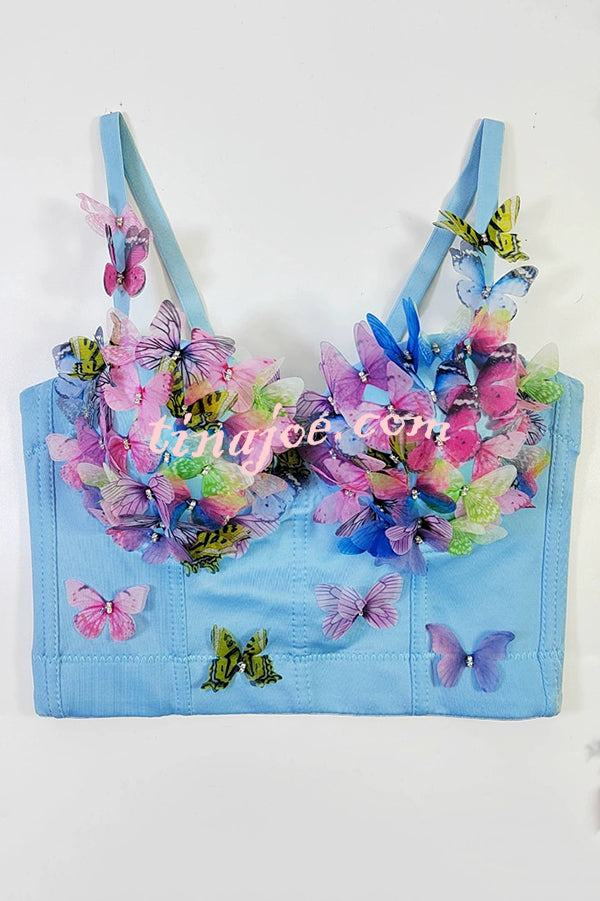 Butterfly Embellished Sexy Sling Backless Top