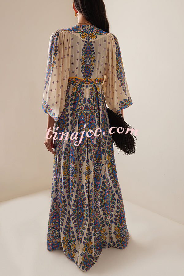 Unique Printed V-Neck Loose Elegant Maxi Dress