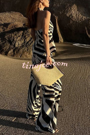Zebra Print Casual Pocket Wide-leg Pants