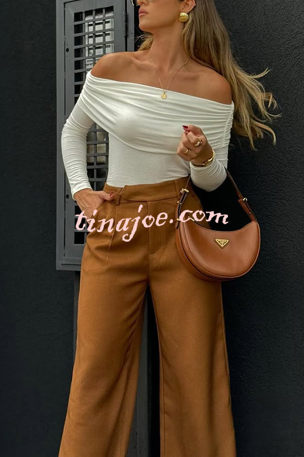 Solid Color Casual Pocket Loose Wide-leg Pants