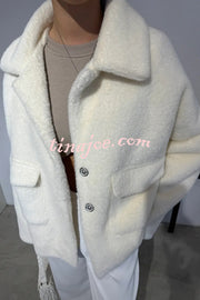 Fashion Lapel Long Sleeve Loose Furry Coat