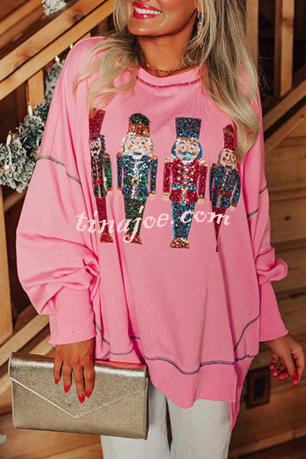 Adorable Nutcracker March Sequin Pullover Sweatshirt