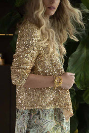 I'm Down To Party Sequin Open Front Crop Jacket