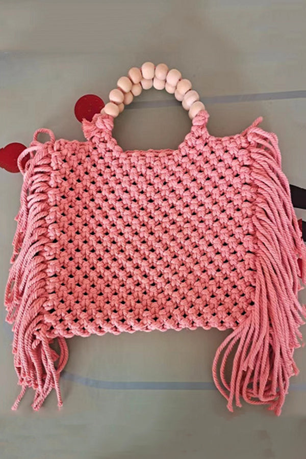 Fashion Woven Open Tassel Tote
