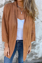 Solid Color Casual Long Sleeve Loose Pocket Cardigan