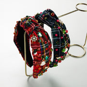 Retro Handmade Diamond Knotted Plaid Headband