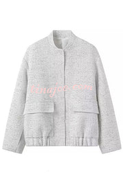 Fashion Sequin Long Sleeve Casual Pocket Loose Jacket