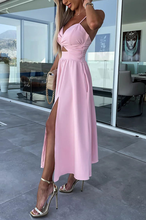 Florida Keys Cutie Pocketed Cutout Slit Midi Dress