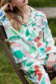 Parrot Print Home Long Sleeved Two-piece Set