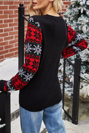 Christmas Print Crew Neck Long Sleeve Sweater