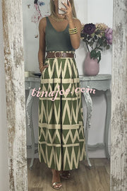 Unique Print Loose Pocket Holiday Maxi Skirt