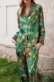 Green Constellation Printed Home Long Sleeved Two-piece Set