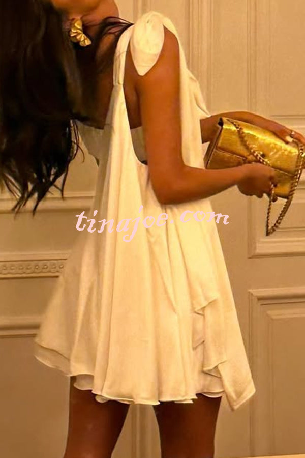 Antari Pleated Tube Top One Shoulder Tie-up Vacation Mini Dress