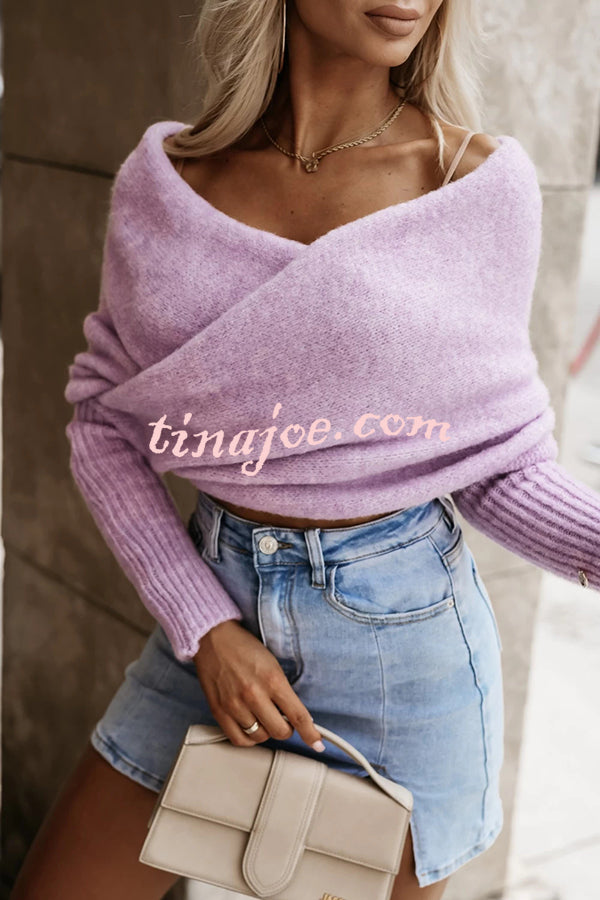 Warm in Two Ways Knit Off Shoulder Relaxed Poncho Sweater