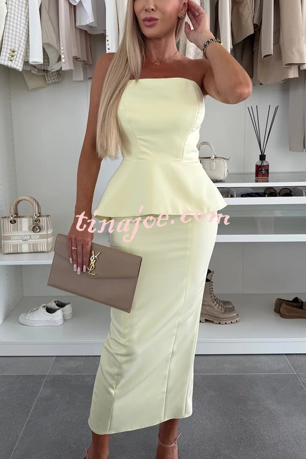 Sexy Tube Backless Lace-up Top and Slim Slit Midi Skirt Set