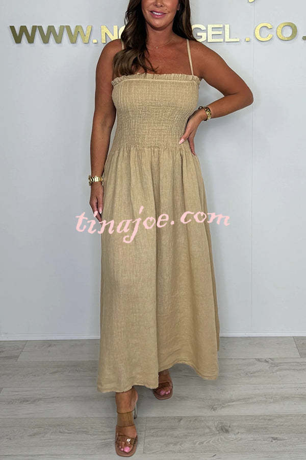 Solid Color Casual Short Jacket and Suspender Pleated Maxi Dress Set