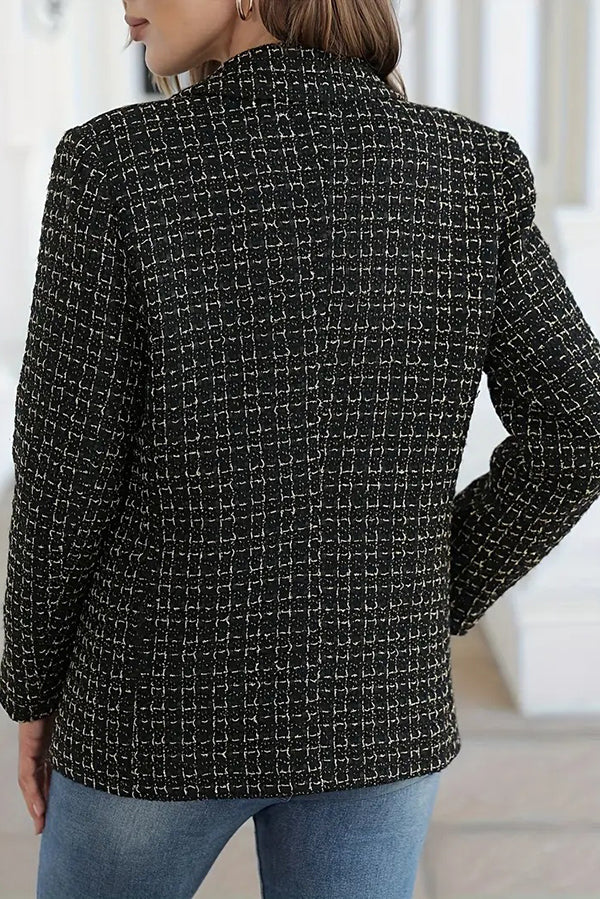 Fashionable Plaid Casual Double-breasted Blazer