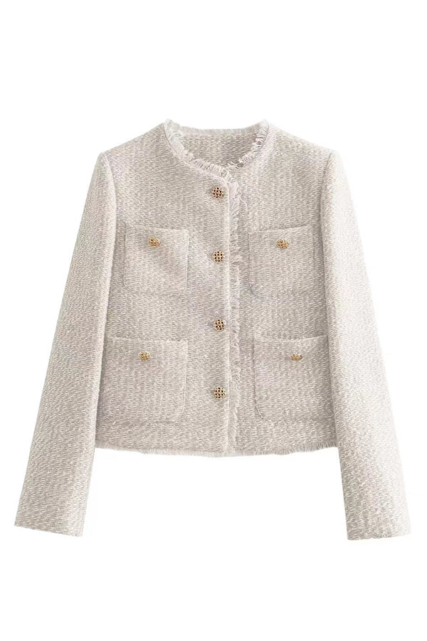 Joy To The World Tweed Metal Button Pocket Jacket