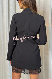 Pure and Beautiful Double-breasted Long Sleeve Lapel Blazer Mini Dress