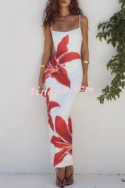 Definitely Memorable Abstract Floral Print Slip Stretch Maxi Dress