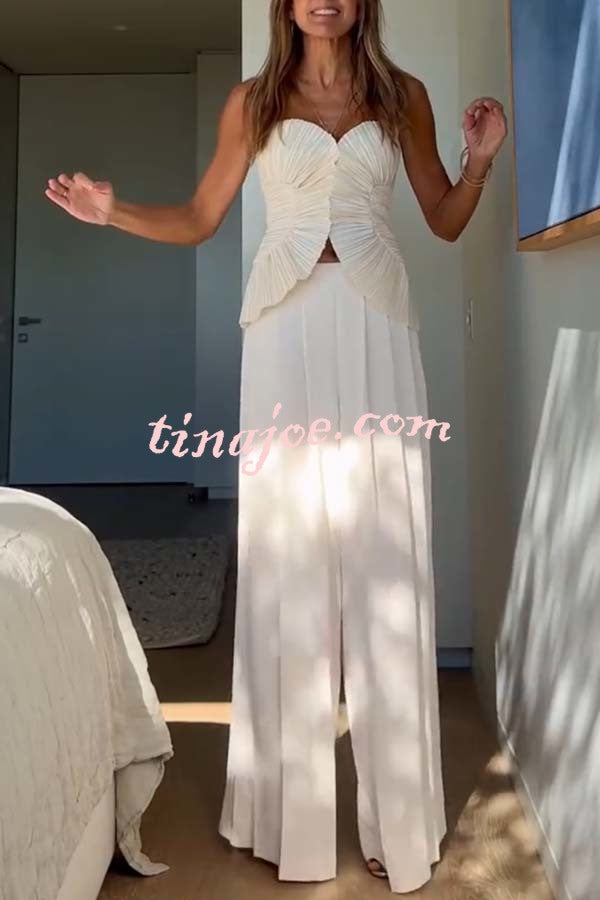 Show Exquisiteness Satin Pleated Heart-shaped Off Shoulder Halter Tank